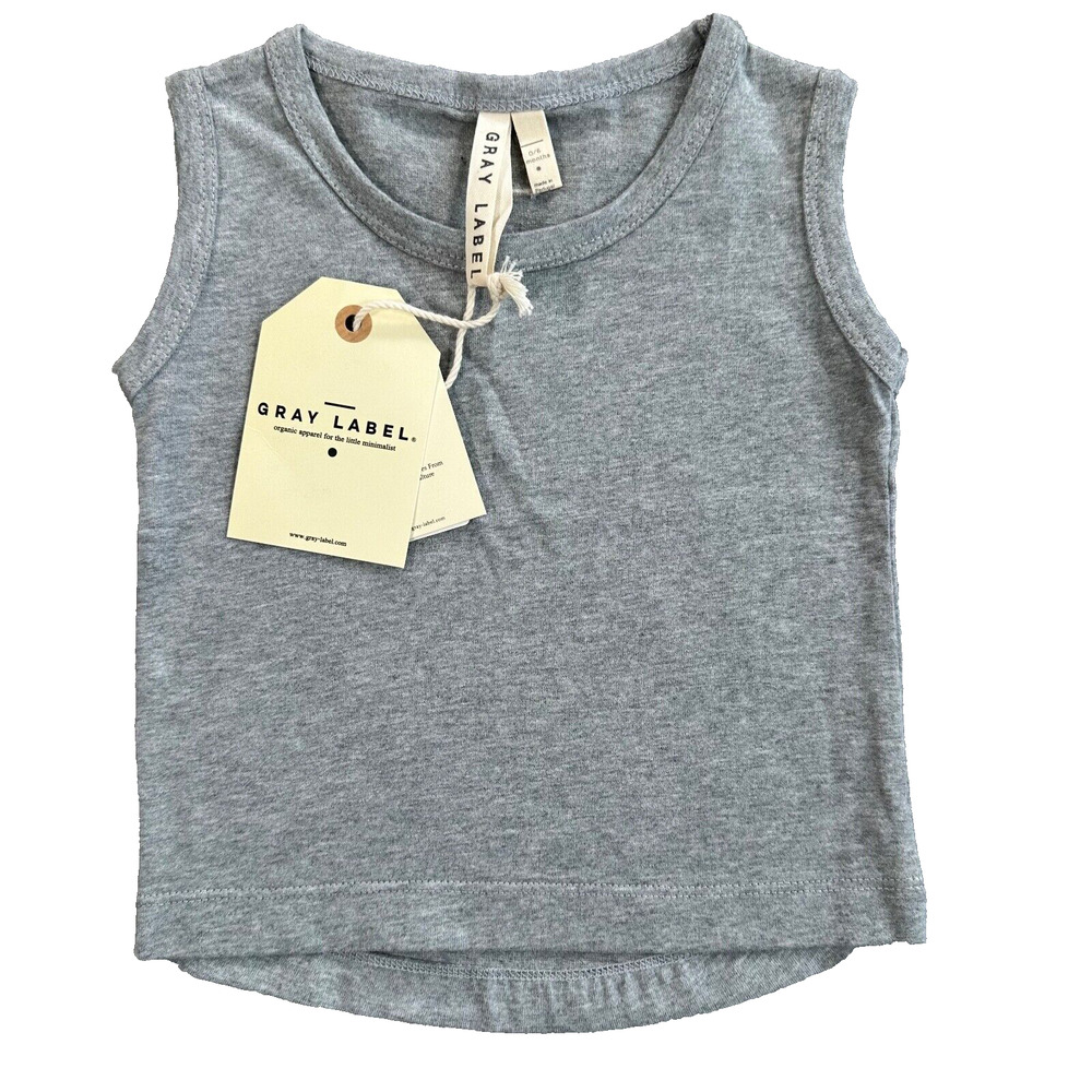 Gray Label Baby 0/6 Months Light Gray Briar Organic Cotton Tank Top New